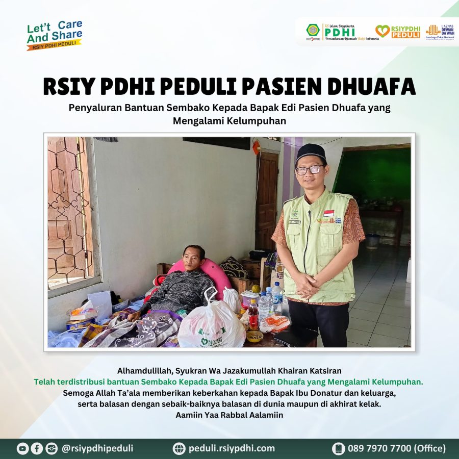 LAZIS RSIY PDHI Salurkan Bantuan untuk Pasien Dhuafa Bapak Edi Hartono