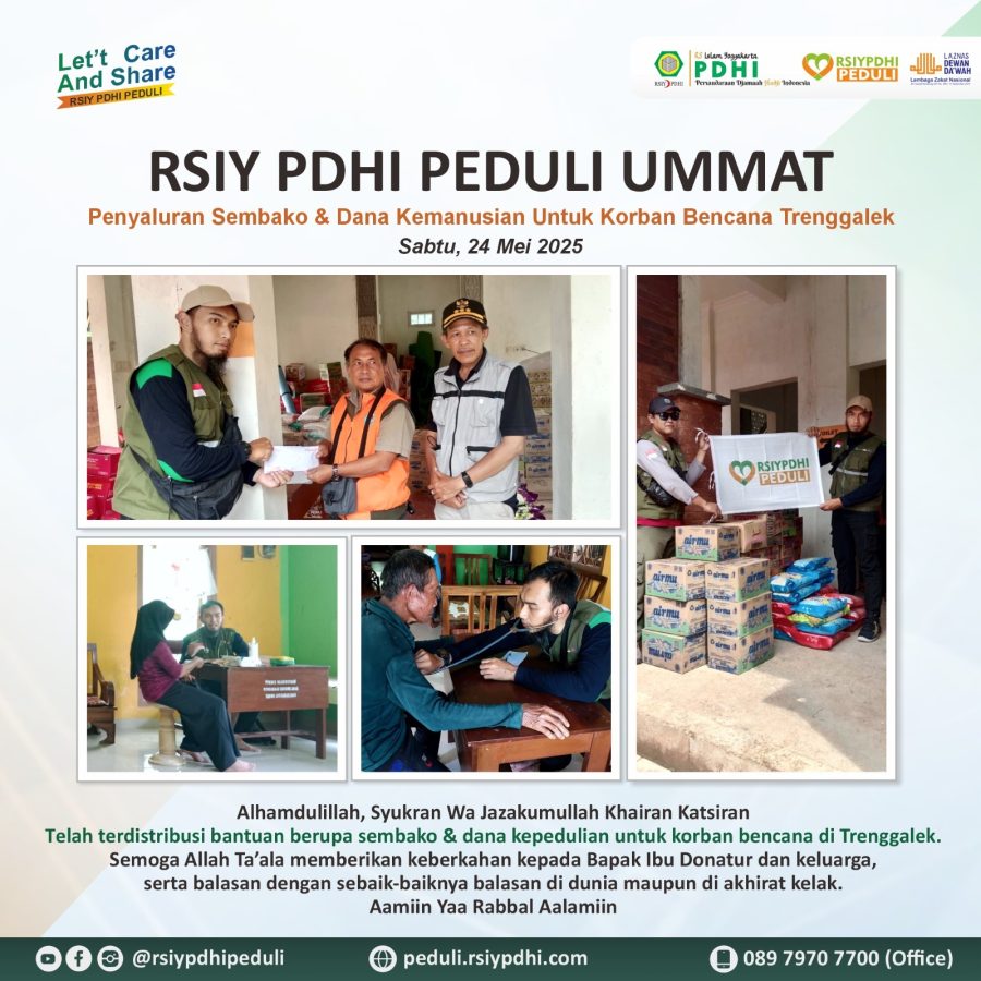 RSIY PDHI Peduli Salurkan Bantuan Kemanusiaan untuk Korban Bencana Trenggalek