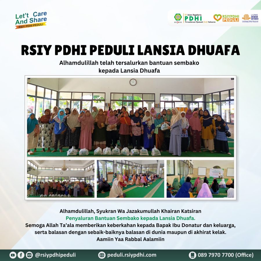 RSIY PDHI PEDULI Salurkan Bantuan Sembako untuk Lansia Dhuafa di Masjid Ar Rahman Poespodihardjo